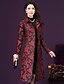 cheap Women&#039;s Coats &amp; Trench Coats-Women&#039;s Trench Coat Going out Winter Fall Maxi Coat Regular Fit Jacket Long Sleeve Floral Print Red