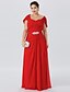 cheap Mother of the Bride Dresses-Sheath / Column Mother of the Bride Dress Elegant &amp; Luxurious Glamorous &amp; Dramatic Plus Size Off Shoulder Floor Length Chiffon Short Sleeve with Criss Cross Ruched Crystal Brooch 2022