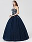 cheap Evening Dresses-Ball Gown Holiday Cocktail Party Formal Evening Dress Sweetheart Neckline Sleeveless Floor Length Satin Tulle with Pleats Beading Sequin 2021
