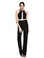 cheap Evening Dresses-Jumpsuits Sheath / Column Open Back Dress Formal Evening Floor Length Sleeveless Jewel Neck Jersey with Pleats 2023
