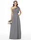 cheap Bridesmaid Dresses-Sheath / Column One Shoulder Floor Length Chiffon Bridesmaid Dress with Beading / Flower / Side-Draped