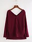 baratos Suéteres de Mulher-Mulheres Diário Sólido Manga Longa Longo Carregam Camisola Jumper, Decote V Outono Algodão Roxo S / M / L