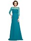 cheap Mother of the Bride Dresses-A-Line Mother of the Bride Dress Elegant Bateau Neck Floor Length Chiffon Half Sleeve with Beading 2020 / Illusion Sleeve