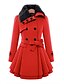 cheap Women&#039;s Outerwear-Women&#039;s Daily Simple / Casual Fall / Winter Long Coat, Solid Colored V Neck Long Sleeve Polyester Stylish Red / Camel / Navy Blue XXL / XXXL / 4XL