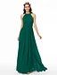 cheap Bridesmaid Dresses-A-Line Jewel Neck Floor Length Chiffon Bridesmaid Dress with Criss Cross / Pleats / Ruched / Open Back