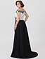 cheap Mother of the Bride Dresses-Sheath / Column Mother of the Bride Dress Chic &amp; Modern Glamorous &amp; Dramatic Color Block Off Shoulder Sweep / Brush Train Floor Length Stretch Satin Short Sleeve with Split Front 2022