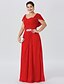 cheap Mother of the Bride Dresses-Sheath / Column Mother of the Bride Dress Elegant &amp; Luxurious Glamorous &amp; Dramatic Plus Size Off Shoulder Floor Length Chiffon Short Sleeve with Criss Cross Ruched Crystal Brooch 2022