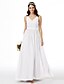 cheap Bridesmaid Dresses-A-Line V Neck Floor Length Chiffon Bridesmaid Dress with Sash / Ribbon / Criss Cross / Pleats / Open Back