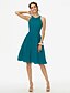 זול שמלות שושבינה-גזרת A שמלה לשושבינה  עם תכשיטים ללא שרוולים אלגנטית באורך  הברך שיפון עם סרט / קפלים 2022