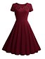 tanie Sukienki w stylu vintage-Damskie Impreza Vintage / Moda miejska Bawełna Swing Sukienka - Solidne kolory W serek Do kolan