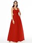 cheap Bridesmaid Dresses-A-Line Spaghetti Strap Floor Length Lace / Tulle Bridesmaid Dress with Lace / Sashes / Ribbons / Pleats / Open Back