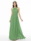 cheap Bridesmaid Dresses-A-Line Jewel Neck Floor Length Chiffon Bridesmaid Dress with Criss Cross / Pleats / Ruched / Open Back