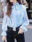cheap Women&#039;s Tops-Women&#039;s Going out / Work Vintage Lantern Sleeve Shirt - Solid Colored Ruffle Crew Neck