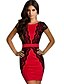 cheap Women&#039;s Dresses-Women&#039;s Party Going out Bodycon Lace Dress,Solid Round Neck Above Knee Short Sleeves Polyester All Seasons Mid Rise Micro-elastic Medium