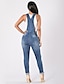 billiga Dambyxor-Dam Jeans Byxor Bomullsblandning Mellanhög midja Streetwear Bomull Rev Solid färg Blå S / Overall / Mager