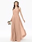 cheap Bridesmaid Dresses-A-Line Bridesmaid Dress V Neck Sleeveless Beautiful Back Floor Length Chiffon with Lace / Criss Cross / Pleats 2022