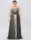 cheap Mother of the Bride Dresses-Plus Size A-Line Strapless Floor Length Chiffon Beaded Lace Mother of the Bride Dress with Beading Appliques Ruched by LAN TING BRIDE®
