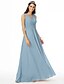 cheap Bridesmaid Dresses-A-Line Bridesmaid Dress V Neck Sleeveless Elegant Floor Length Chiffon with Criss Cross / Pleats 2022