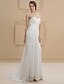 cheap Wedding Dresses-Sheath / Column Sweetheart Sweep / Brush Train Lace Satin Wedding Dress with Beading Appliques Criss-Cross by Ed Bridal