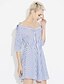 cheap Women&#039;s Dresses-Women&#039;s Cotton Loose Dress - Striped Boat Neck