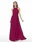 cheap Bridesmaid Dresses-A-Line Jewel Neck Floor Length Chiffon Bridesmaid Dress with Criss Cross / Pleats / Ruched / Open Back