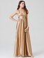 cheap Special Occasion Dresses-Ball Gown Minimalist Holiday Cocktail Party Prom Dress V Neck Sleeveless Floor Length Charmeuse with Pleats 2020