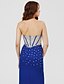 cheap Evening Dresses-Sheath / Column Beaded &amp; Sequin Dress Holiday Cocktail Party Sweep / Brush Train Sleeveless Sweetheart Stretch Satin with Crystals 2024