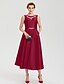 cheap Evening Dresses-A-Line Elegant Dress Formal Evening Party Tea Length Sleeveless Jewel Neck Satin with Rhinestone Crystal Sash / Ribbon 2024