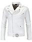 cheap Men’s Jackets &amp; Coats-Men&#039;s Faux Leather Jacket Daily Fall Winter Short Coat V Neck Slim Streetwear Punk &amp; Gothic Jacket Long Sleeve Solid Colored White Black