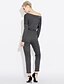 cheap Women&#039;s Jumpsuits-Women&#039;s Jumpsuit Solid Colored Round Neck Daily Weekend Slim Slim Long Sleeve Gray Red S M L Fall