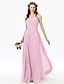 Χαμηλού Κόστους Φορέματα Παρανύμφων-Γραμμή Α Φόρεμα Παρανύμφων Λαιμόκοψη V Αμάνικο Όμορφη Πλάτη Μακρύ Σιφόν με Δαντέλα / Χιαστί / Πλισέ 2022