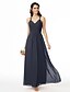 cheap Bridesmaid Dresses-Sheath / Column Bridesmaid Dress Spaghetti Strap Sleeveless Beautiful Back Ankle Length Chiffon with Criss Cross / Pleats 2022