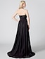 cheap Evening Dresses-A-Line Elegant Minimalist Prom Formal Evening Dress Halter Neck Sleeveless Sweep / Brush Train Chiffon Corded Lace with Sash / Ribbon Pleats