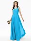 cheap Bridesmaid Dresses-A-Line Bridesmaid Dress V Neck Sleeveless Beautiful Back Floor Length Chiffon with Lace / Criss Cross / Pleats 2022