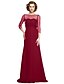 cheap Mother of the Bride Dresses-A-Line Mother of the Bride Dress Elegant Bateau Neck Floor Length Chiffon Half Sleeve with Beading 2020 / Illusion Sleeve