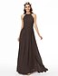 cheap Bridesmaid Dresses-A-Line Jewel Neck Floor Length Chiffon Bridesmaid Dress with Criss Cross / Pleats / Ruched / Open Back