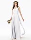 cheap Bridesmaid Dresses-A-Line Bridesmaid Dress V Neck Sleeveless Beautiful Back Floor Length Chiffon with Lace / Criss Cross / Pleats 2022