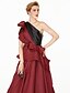 cheap Special Occasion Dresses-Ball Gown Celebrity Style Dress Holiday Court Train Sleeveless One Shoulder Satin with Pleats Side Draping Color Block 2022 / Cocktail Party / Formal Evening