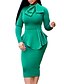 baratos Vestidos de mulher-Mulheres Vestido da bainha Mini vestido curto Verde Azul Vermelho Manga Longa Vermelho Cor Sólida Laço Outono Inverno Gola Redonda Magro Laço S M L XL