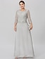 cheap Mother of the Bride Dresses-Sheath / Column Mother of the Bride Dress Classic &amp; Timeless Elegant &amp; Luxurious Plus Size Jewel Neck Ankle Length Chiffon Beaded Lace 3/4 Length Sleeve with Crystals 2022 / See Through