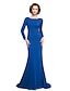 cheap Mother of the Bride Dresses-Sheath / Column Bateau Neck Floor Length Jersey Mother of the Bride Dress with Beading / Appliques by LAN TING BRIDE®