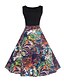 cheap Vintage Dresses-Women&#039;s Daily Going out A Line Dress - Floral Patchwork Blue L XL XXL