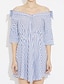 cheap Women&#039;s Dresses-Women&#039;s Cotton Loose Dress - Striped Boat Neck
