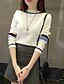 cheap Women&#039;s Sweaters-Women&#039;s Daily Solid Colored / Striped Long Sleeve Short Pullover, Round Neck Fall / Winter White / Black One-Size