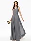 cheap Bridesmaid Dresses-A-Line Bridesmaid Dress V Neck Sleeveless Beautiful Back Floor Length Chiffon with Lace / Criss Cross / Pleats 2022