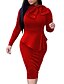 tanie Sukienki damskie-Damskie Sukienka ołówkowa Krótka sukienka mini Zielony Niebieski Czerwony Długi rękaw Czerwony Solidne kolory Łuk Jesień Zima Półgolf Rurki Łuk S M L XL