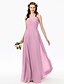 Χαμηλού Κόστους Φορέματα Παρανύμφων-Γραμμή Α Φόρεμα Παρανύμφων Λαιμόκοψη V Αμάνικο Όμορφη Πλάτη Μακρύ Σιφόν με Δαντέλα / Χιαστί / Πλισέ 2022