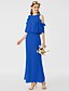 cheap Bridesmaid Dresses-Sheath / Column Bridesmaid Dress Jewel Neck Short Sleeve Elegant Ankle Length Chiffon with Sash / Ribbon / Ruffles