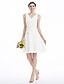cheap Bridesmaid Dresses-A-Line Bridesmaid Dress V Neck Sleeveless Open Back Knee Length Chiffon with Side-Draped 2022