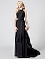 cheap Evening Dresses-A-Line Elegant Minimalist Prom Formal Evening Dress Halter Neck Sleeveless Sweep / Brush Train Chiffon Corded Lace with Sash / Ribbon Pleats